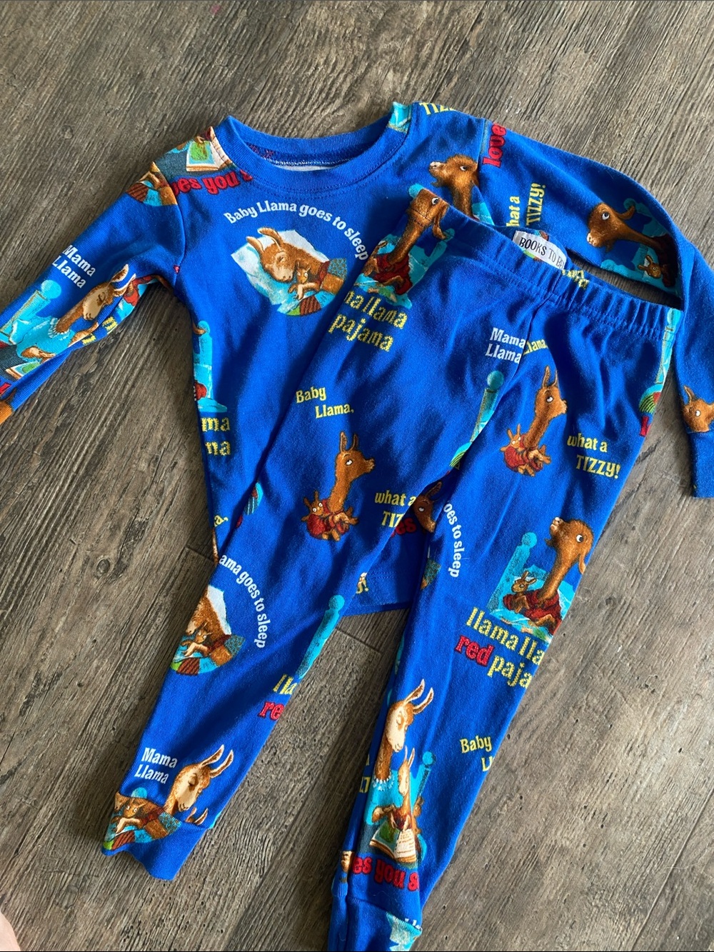 Llama Print Blue Kids Footed One-Piece Pajama Set